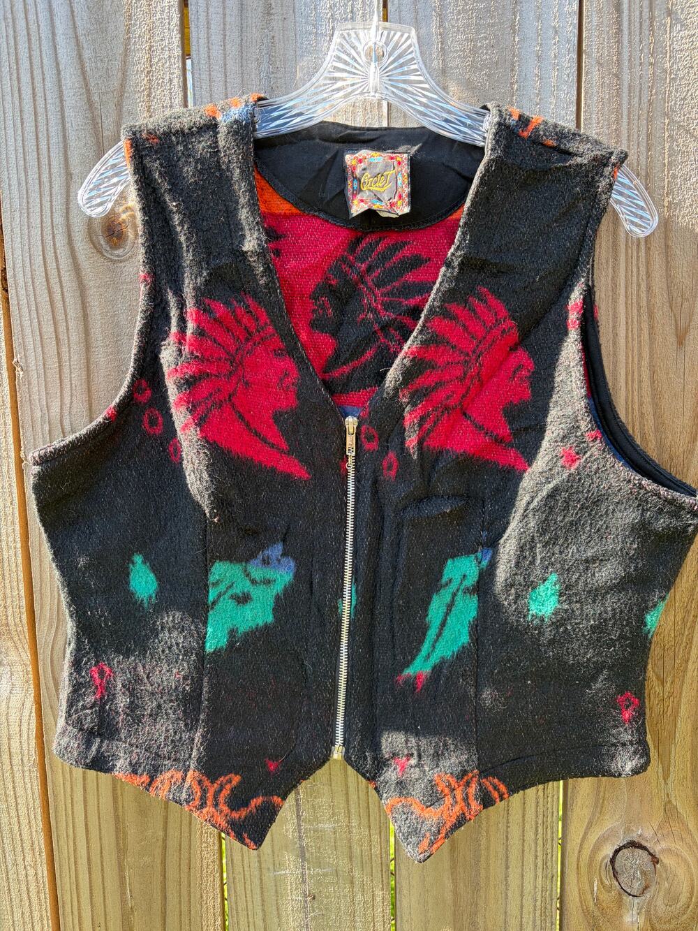 VTG Circle T Western Navajo-Inspired Knit Vest Size L